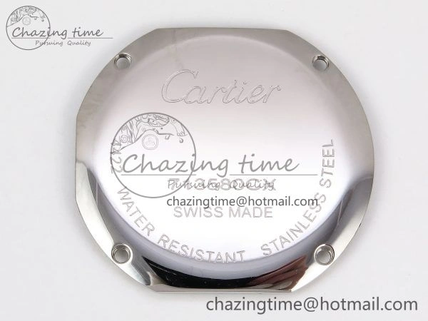 Elegant Ronde De Cartier 29mm DRF 1:1 Best Edition Sandblasted Silver-Plated White Dial on Black Leather Strap Ronda Quartz 5976
