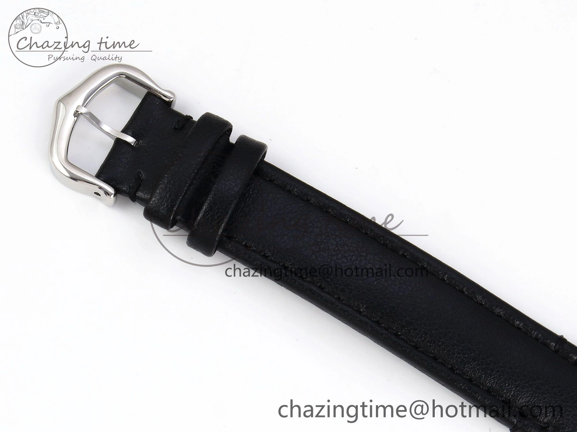 Elegant Ronde De Cartier 29mm DRF 1:1 Best Edition Sandblasted Silver-Plated White Dial on Black Leather Strap Ronda Quartz 5976