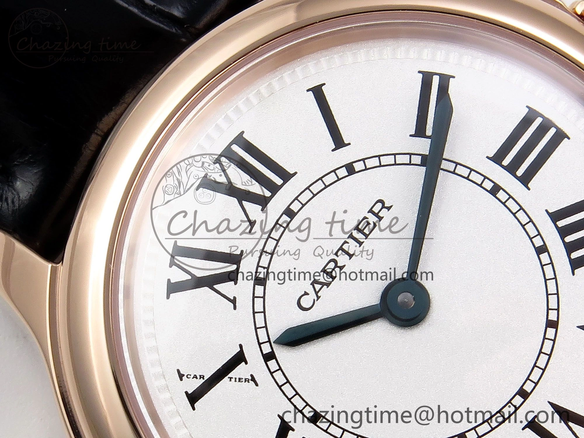 Ronde De Cartier 29mm RG DRF 1:1 Best Edition Sandblasted Silver-Plated White Dial on Black Leather Strap Ronda Quartz Resilient 5970