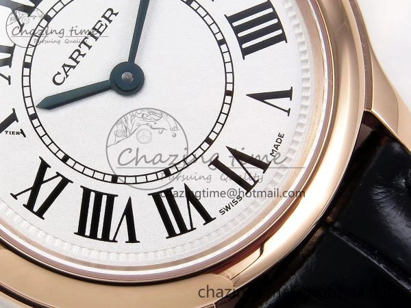 Ronde De Cartier 29mm RG DRF 1:1 Best Edition Sandblasted Silver-Plated White Dial on Black Leather Strap Ronda Quartz Resilient 5970