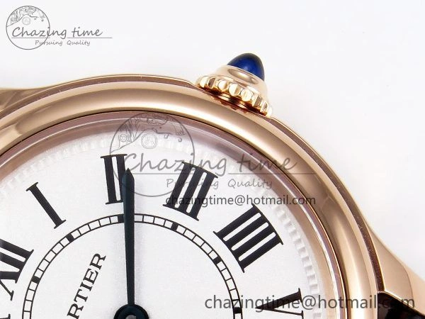 Ronde De Cartier 29mm RG DRF 1:1 Best Edition Sandblasted Silver-Plated White Dial on Black Leather Strap Ronda Quartz Resilient 5970