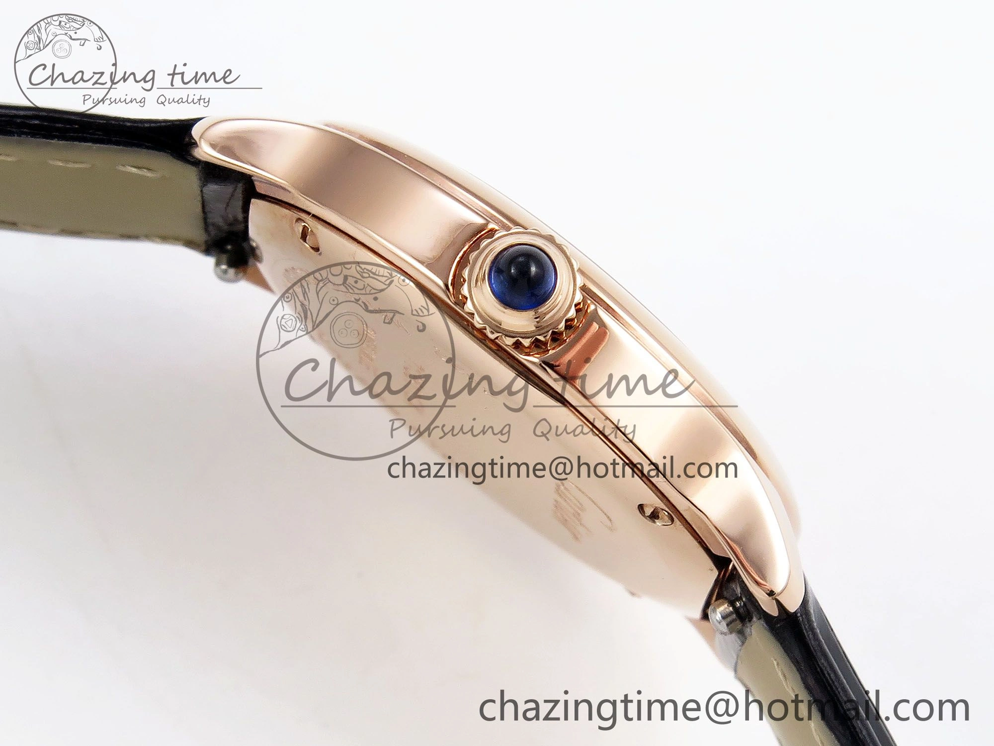 Ronde De Cartier 29mm RG DRF 1:1 Best Edition Sandblasted Silver-Plated White Dial on Black Leather Strap Ronda Quartz Resilient 5970
