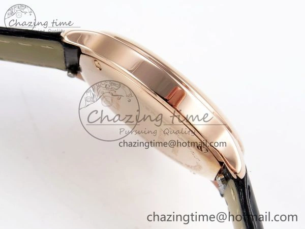 Ronde De Cartier 29mm RG DRF 1:1 Best Edition Sandblasted Silver-Plated White Dial on Black Leather Strap Ronda Quartz Resilient 5970