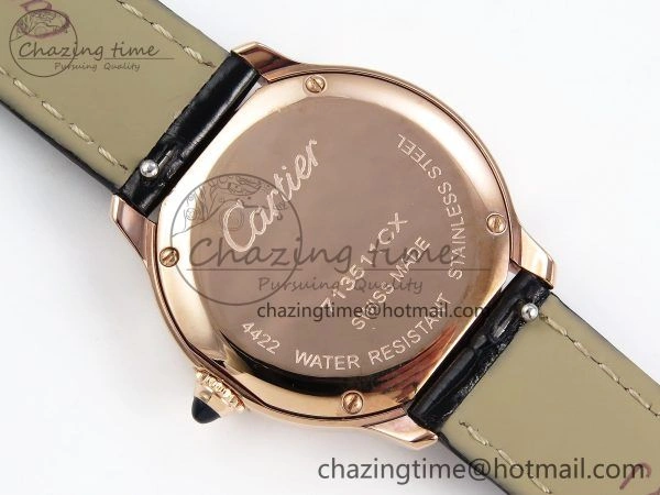 Ronde De Cartier 29mm RG DRF 1:1 Best Edition Sandblasted Silver-Plated White Dial on Black Leather Strap Ronda Quartz Resilient 5970