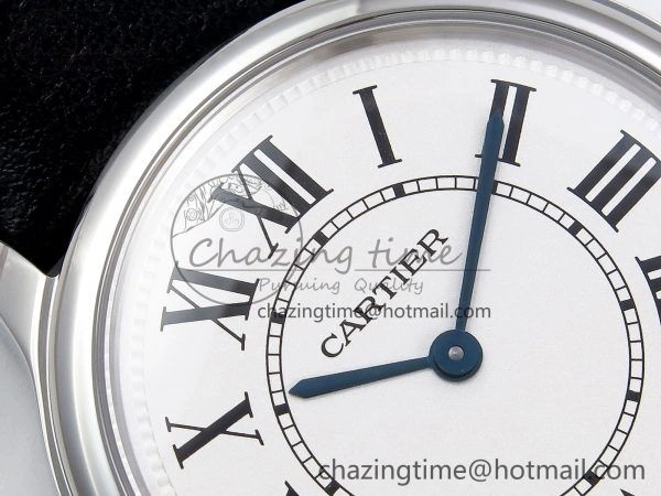 Ronde De Cartier 36mm DRF 1:1 Best Edition Sandblasted Silver-Plated White Dial on Black Leather Strap Ronda Quartz Sophisticated 5974