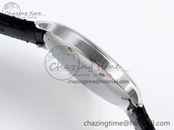 Ronde De Cartier 36mm DRF 1:1 Best Edition Sandblasted Silver-Plated White Dial on Black Leather Strap Ronda Quartz Sophisticated 5974
