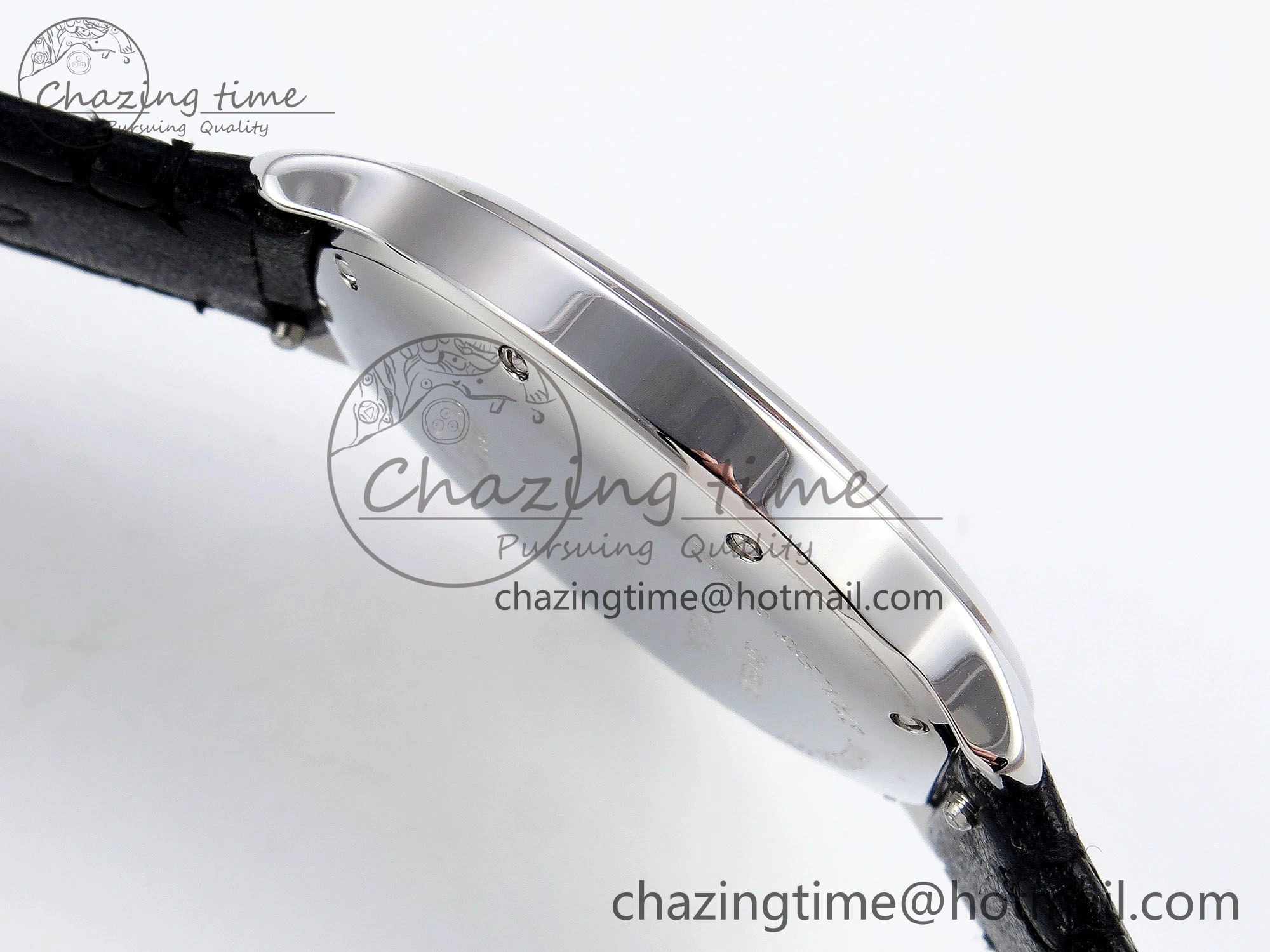 Ronde De Cartier 36mm DRF 1:1 Best Edition Sandblasted Silver-Plated White Dial on Black Leather Strap Ronda Quartz Sophisticated 5974