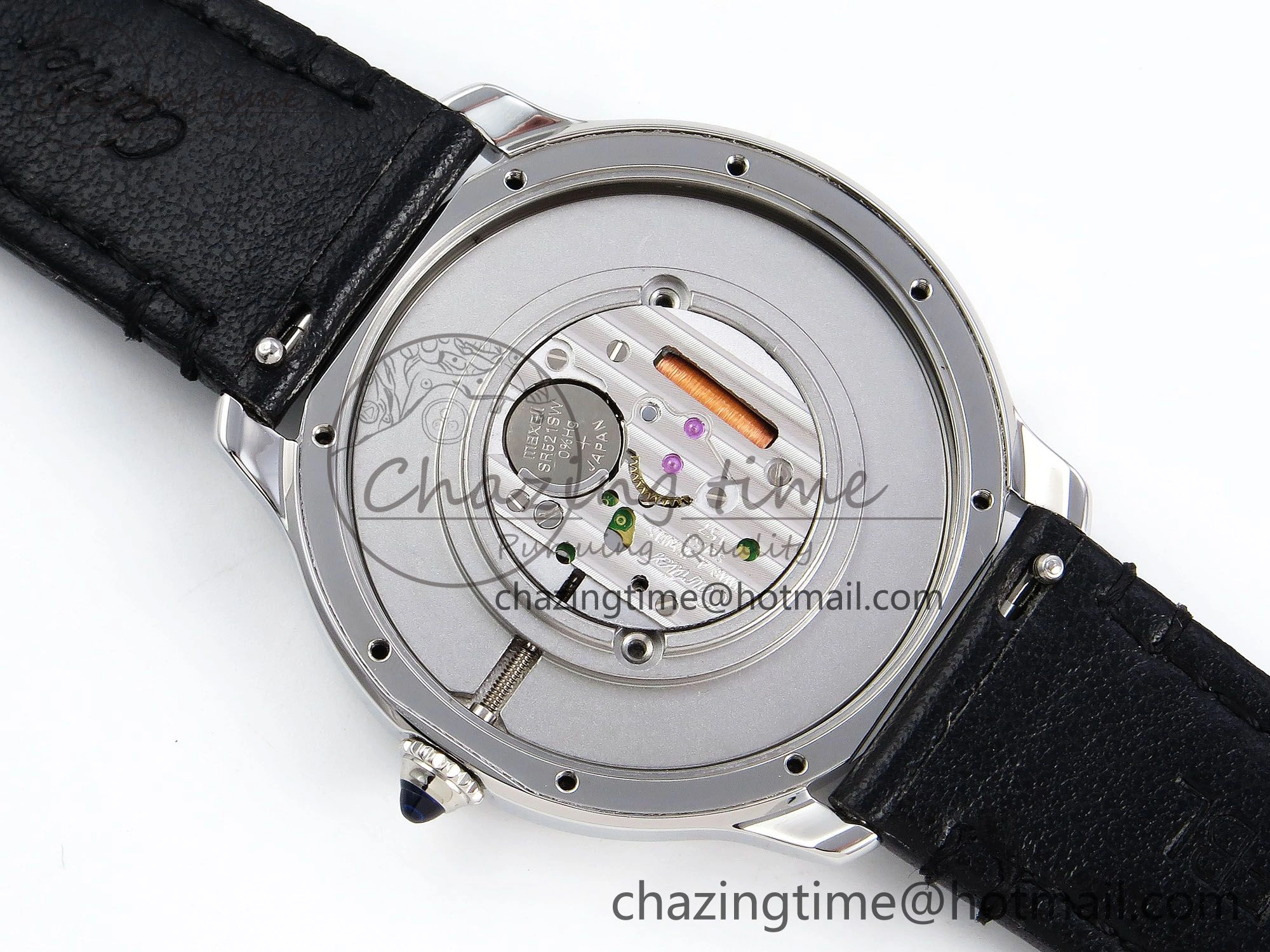 Ronde De Cartier 36mm DRF 1:1 Best Edition Sandblasted Silver-Plated White Dial on Black Leather Strap Ronda Quartz Sophisticated 5974