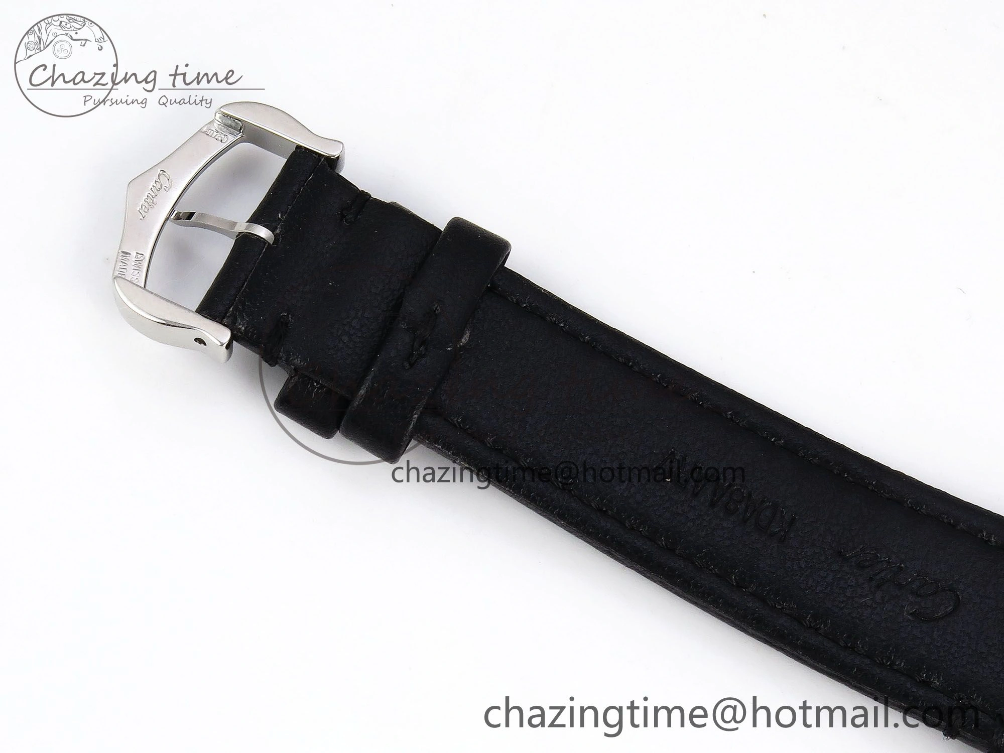 Ronde De Cartier 36mm DRF 1:1 Best Edition Sandblasted Silver-Plated White Dial on Black Leather Strap Ronda Quartz Sophisticated 5974
