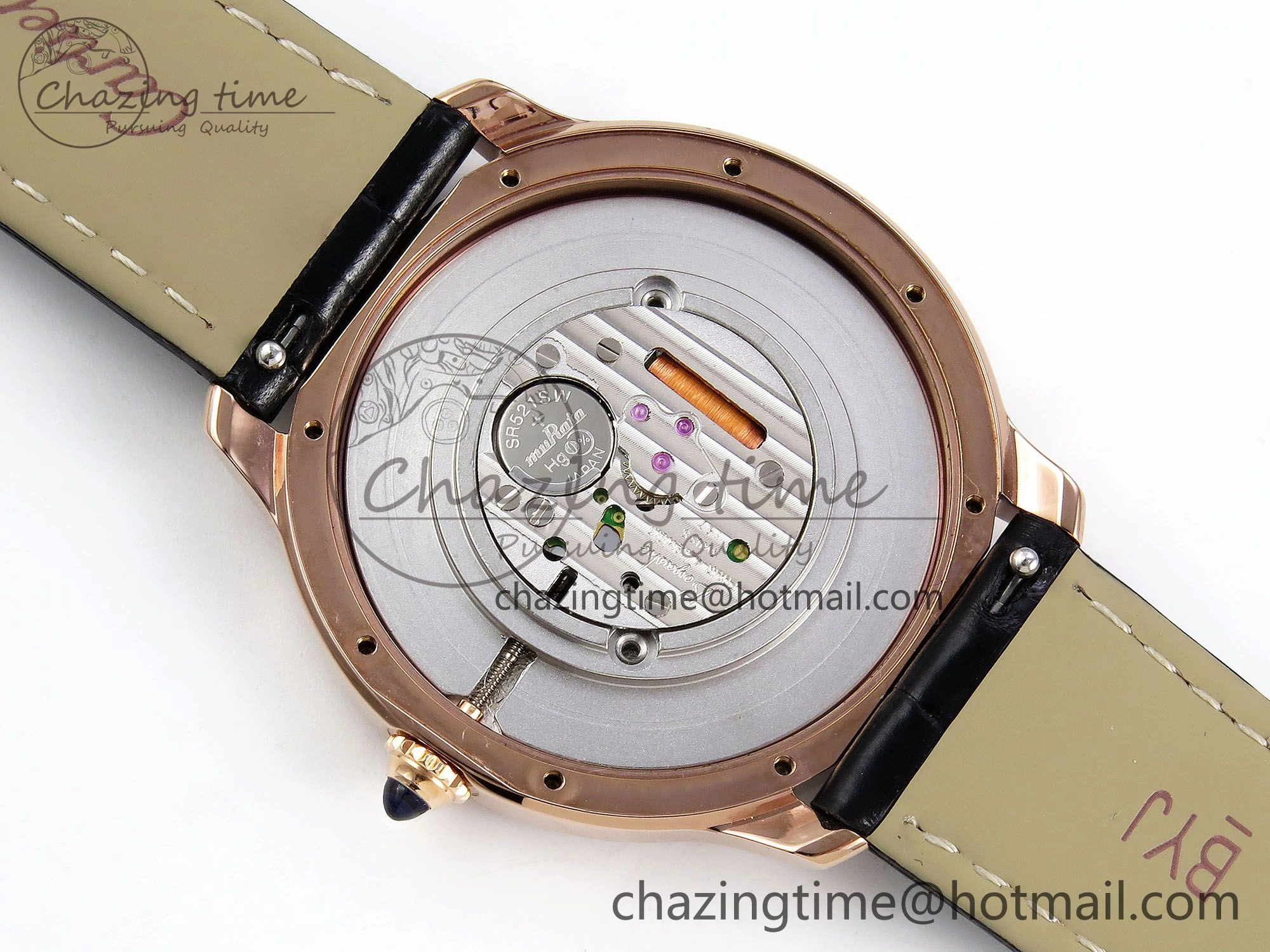 Ronde De Cartier 36mm RG DRF 1:1 Best Edition Sandblasted Silver-Plated White Dial on Black Leather Strap Ronda Quartz Affordable 5969
