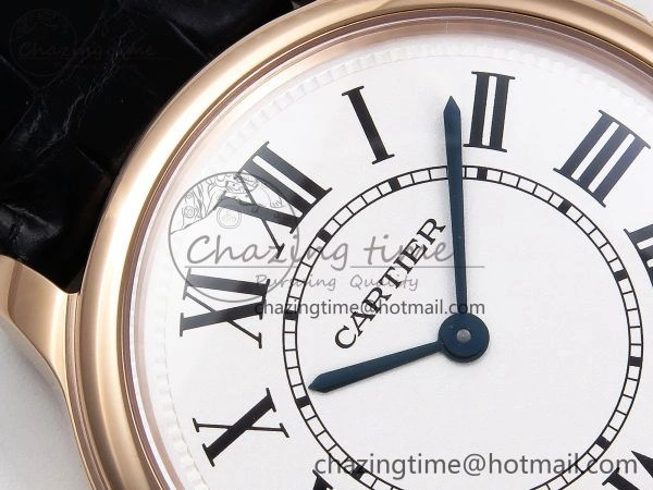 Ronde De Cartier 36mm RG DRF 1:1 Best Edition Sandblasted Silver-Plated White Dial on Black Leather Strap Ronda Quartz Affordable 5969