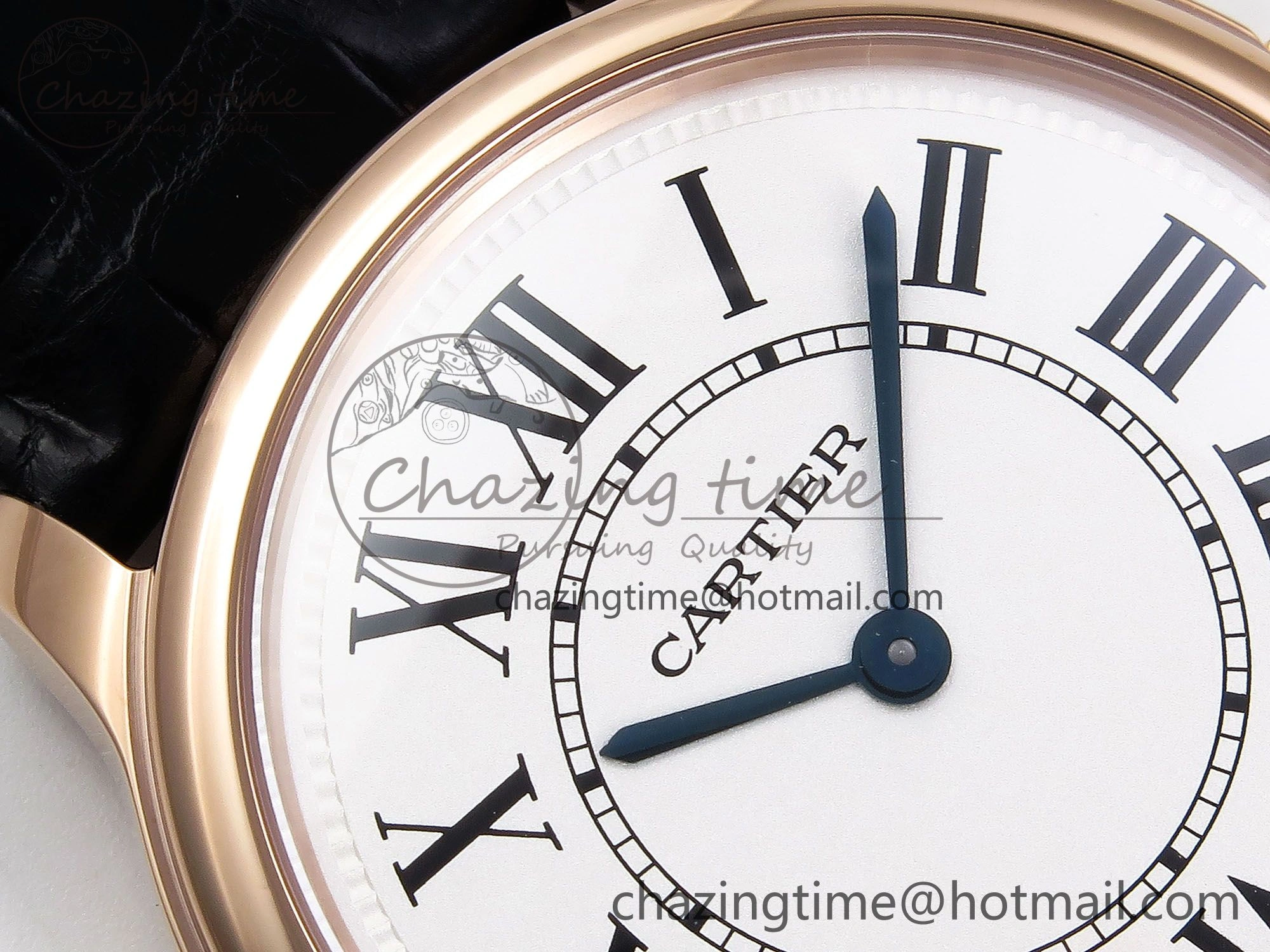 Ronde De Cartier 36mm RG DRF 1:1 Best Edition Sandblasted Silver-Plated White Dial on Black Leather Strap Ronda Quartz Affordable 5969