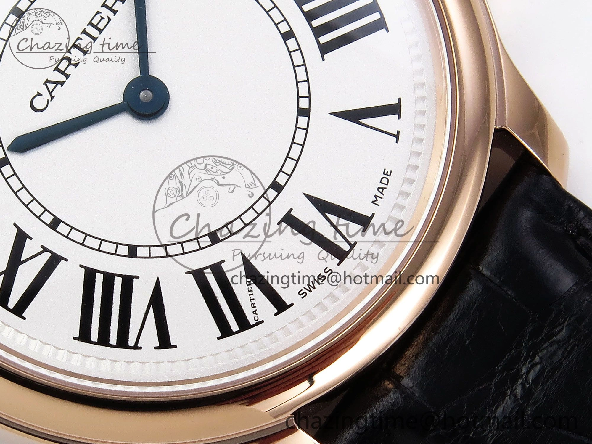 Ronde De Cartier 36mm RG DRF 1:1 Best Edition Sandblasted Silver-Plated White Dial on Black Leather Strap Ronda Quartz Affordable 5969