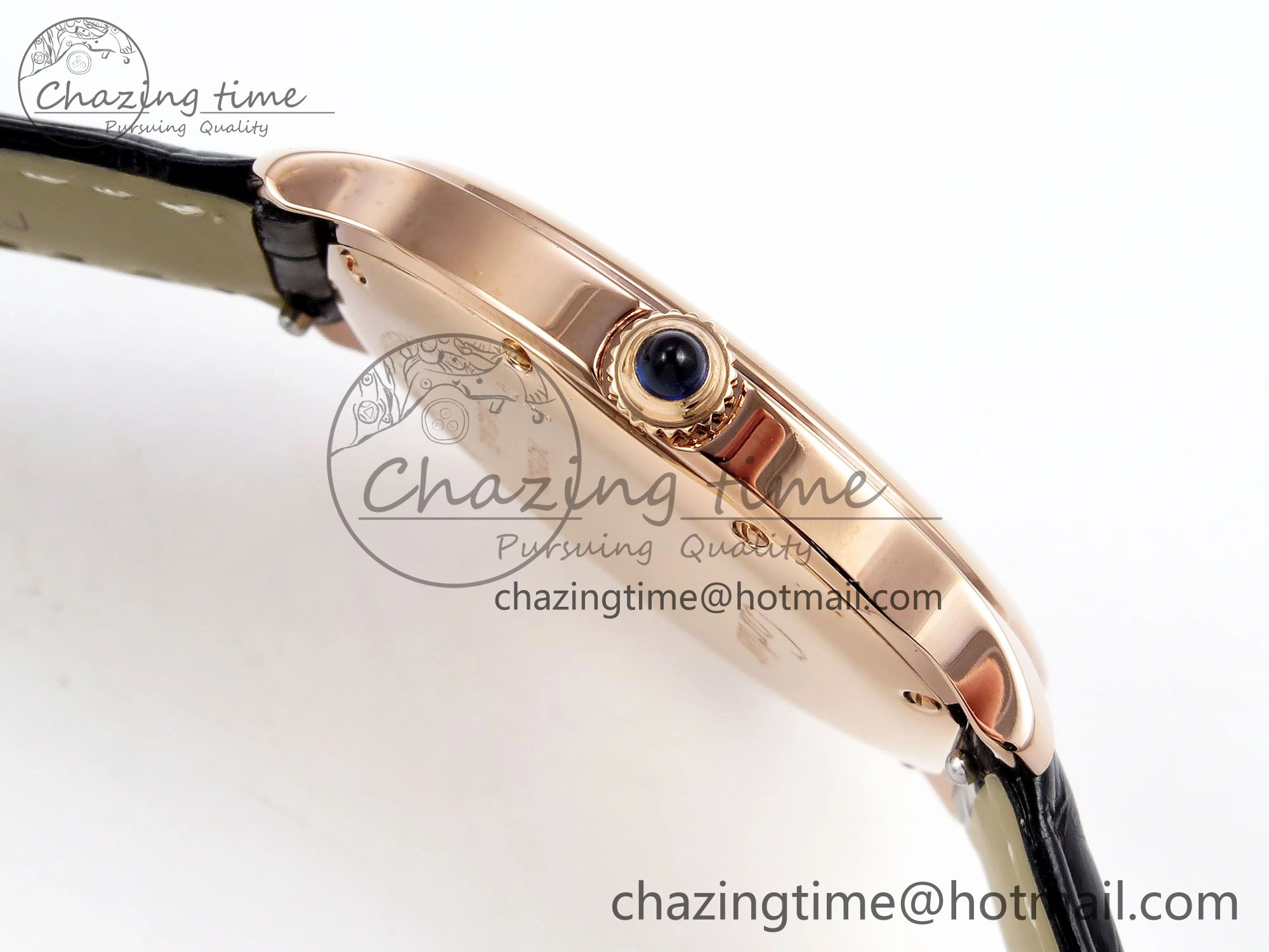Ronde De Cartier 36mm RG DRF 1:1 Best Edition Sandblasted Silver-Plated White Dial on Black Leather Strap Ronda Quartz Affordable 5969