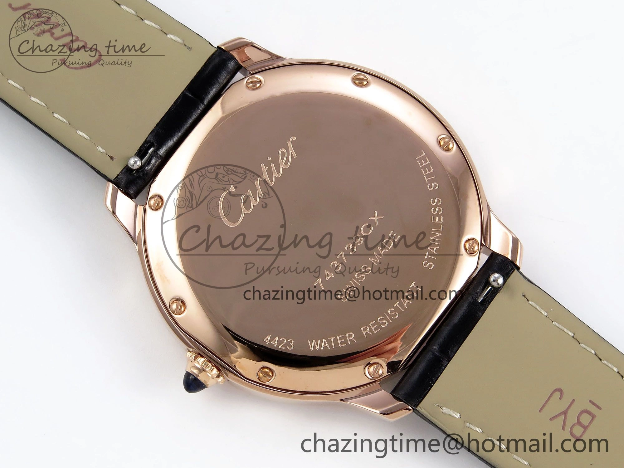 Ronde De Cartier 36mm RG DRF 1:1 Best Edition Sandblasted Silver-Plated White Dial on Black Leather Strap Ronda Quartz Affordable 5969