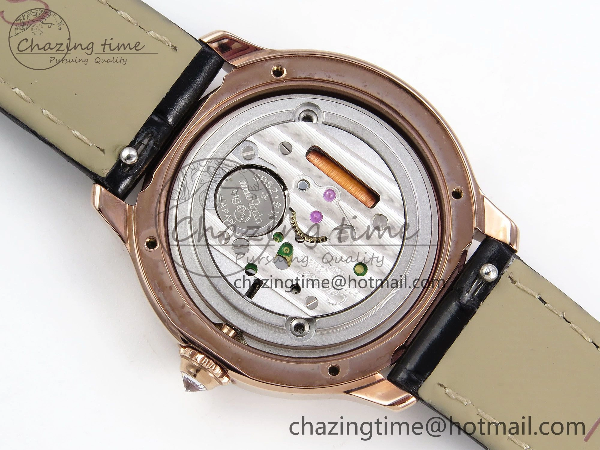 Sleek Ronde Louis Cartier 29mm RG DRF 1:1 Best Edition Sandblasted Beige Dial Diamonds Bezel on Black Leather Strap Ronda Quartz 5972