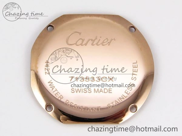 Sleek Ronde Louis Cartier 29mm RG DRF 1:1 Best Edition Sandblasted Beige Dial Diamonds Bezel on Black Leather Strap Ronda Quartz 5972
