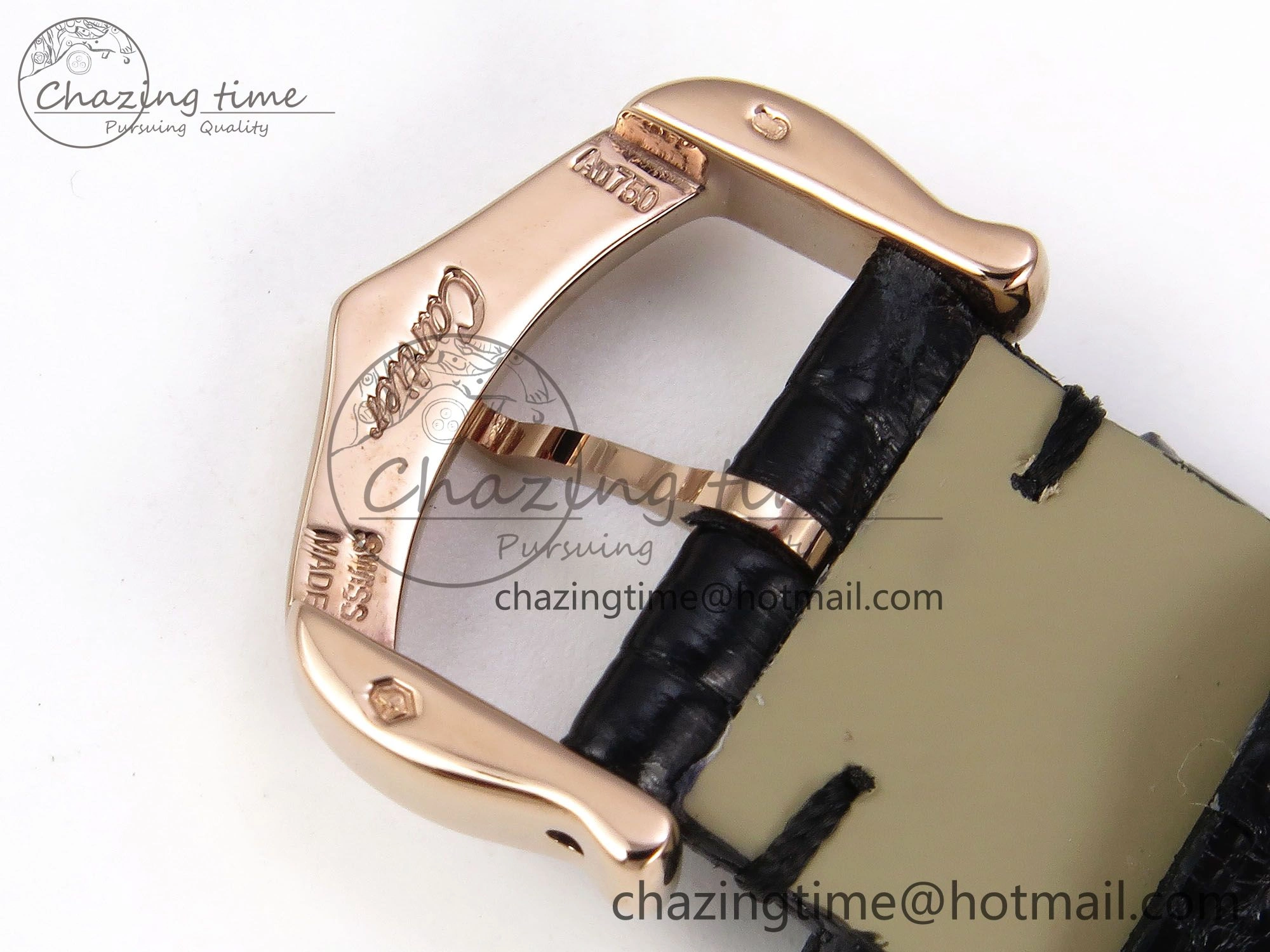 Sleek Ronde Louis Cartier 29mm RG DRF 1:1 Best Edition Sandblasted Beige Dial Diamonds Bezel on Black Leather Strap Ronda Quartz 5972