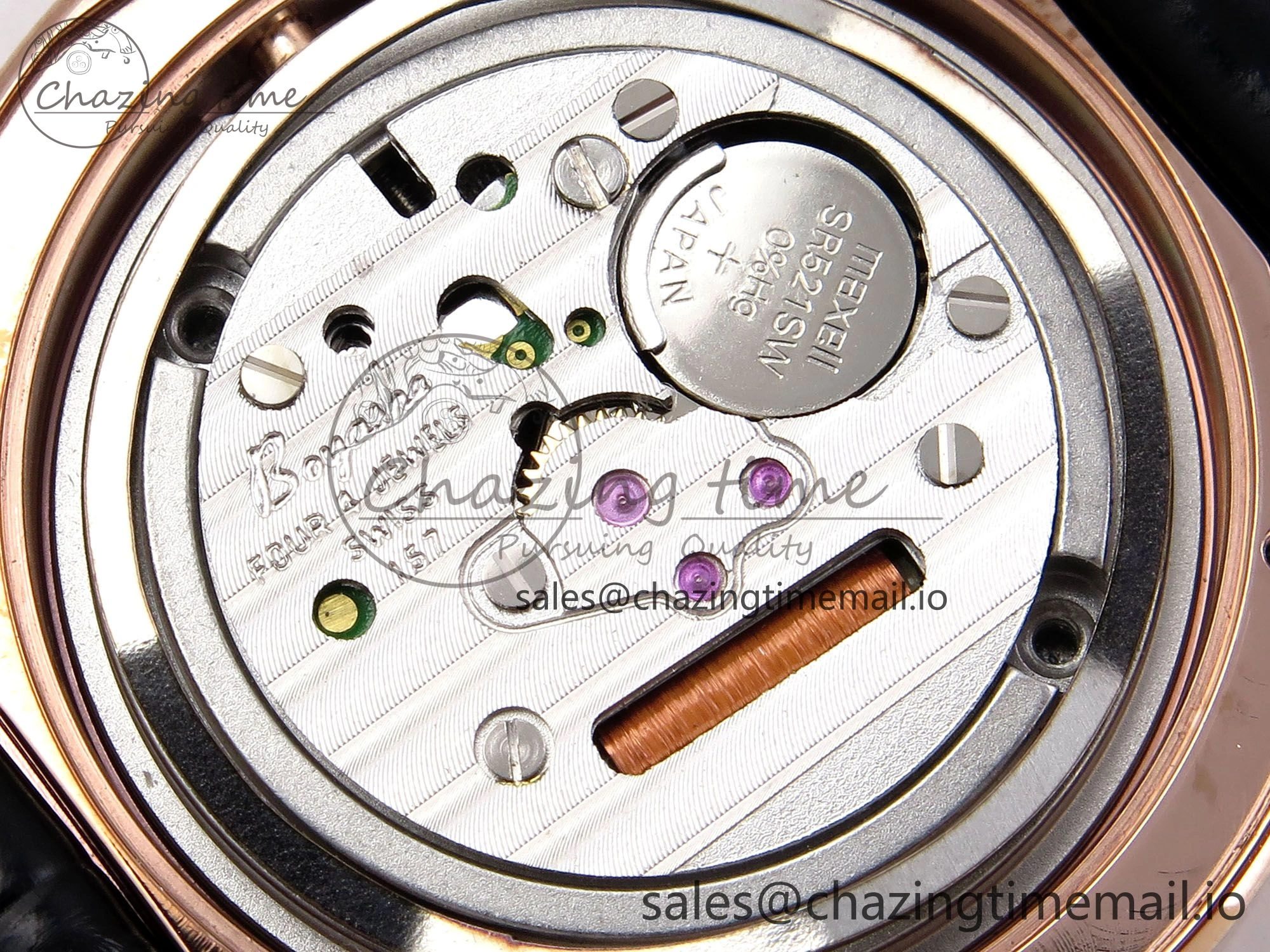 Ronde Louis Cartier 29mm RG DRF 1:1 Best Edition Sandblasted Beige Dial Diamonds Bezel on Blue Leather Strap Ronda Quartz OnTrend 5873