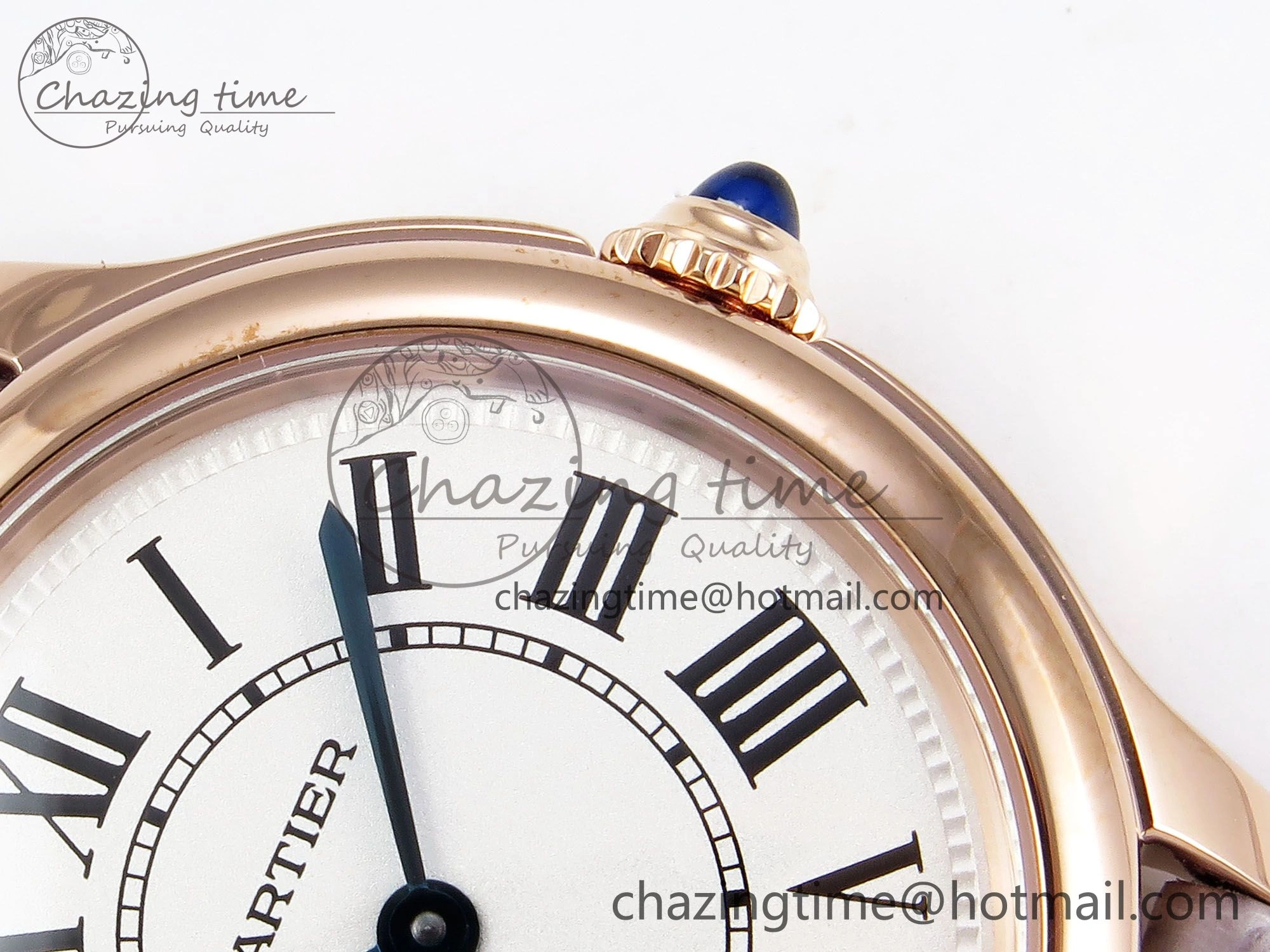ComfortFit Ronde Louis Cartier 29mm RG DRF 1:1 Best Edition Sandblasted Beige Dial on Purple Leather Strap Ronda Quartz 5975