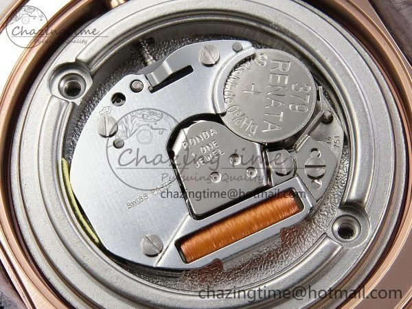 ComfortFit Ronde Louis Cartier 29mm RG DRF 1:1 Best Edition Sandblasted Beige Dial on Purple Leather Strap Ronda Quartz 5975