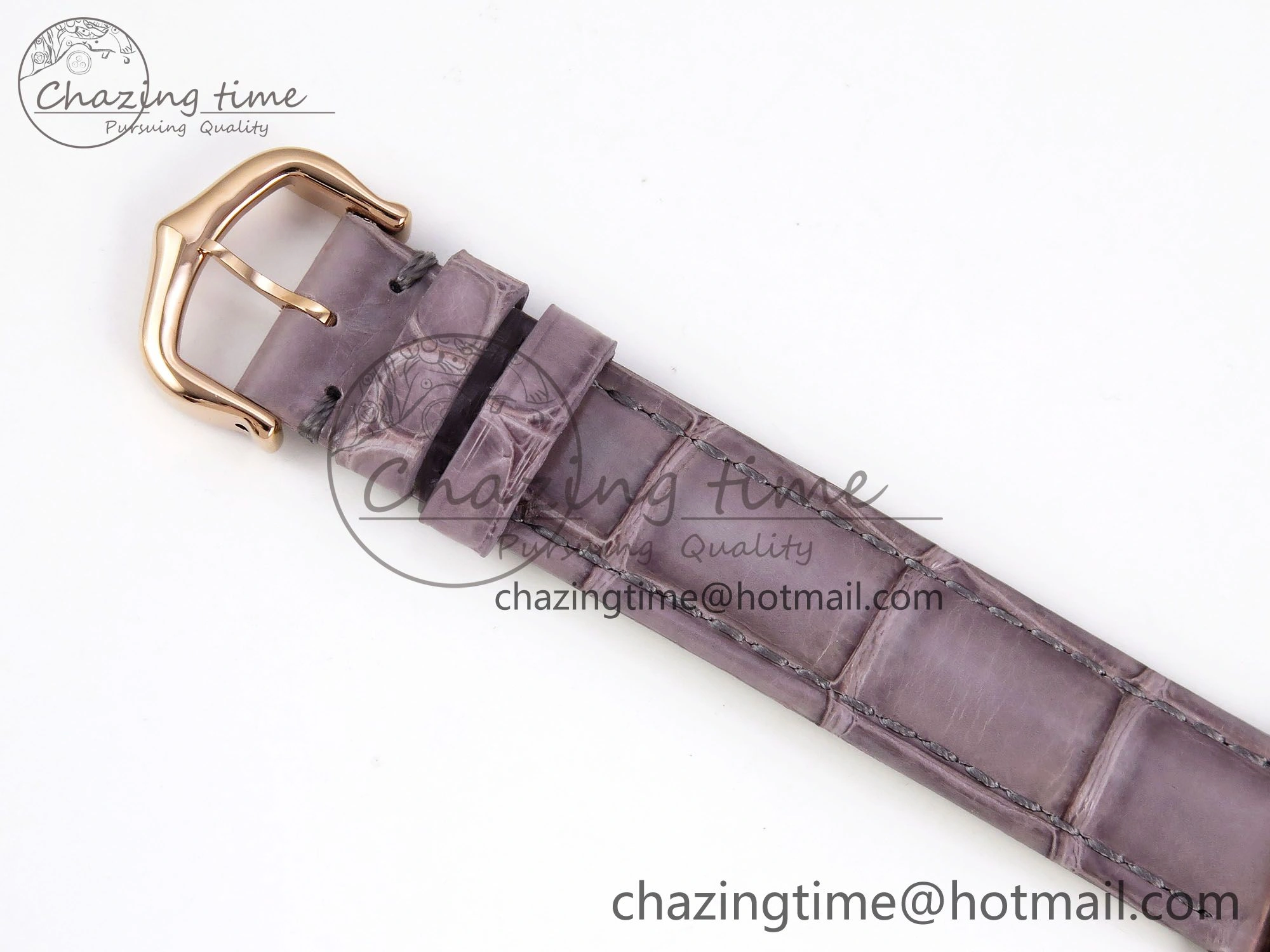 ComfortFit Ronde Louis Cartier 29mm RG DRF 1:1 Best Edition Sandblasted Beige Dial on Purple Leather Strap Ronda Quartz 5975