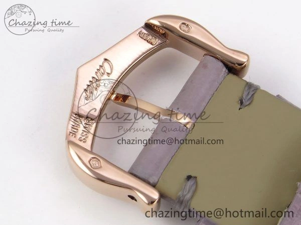 ComfortFit Ronde Louis Cartier 29mm RG DRF 1:1 Best Edition Sandblasted Beige Dial on Purple Leather Strap Ronda Quartz 5975