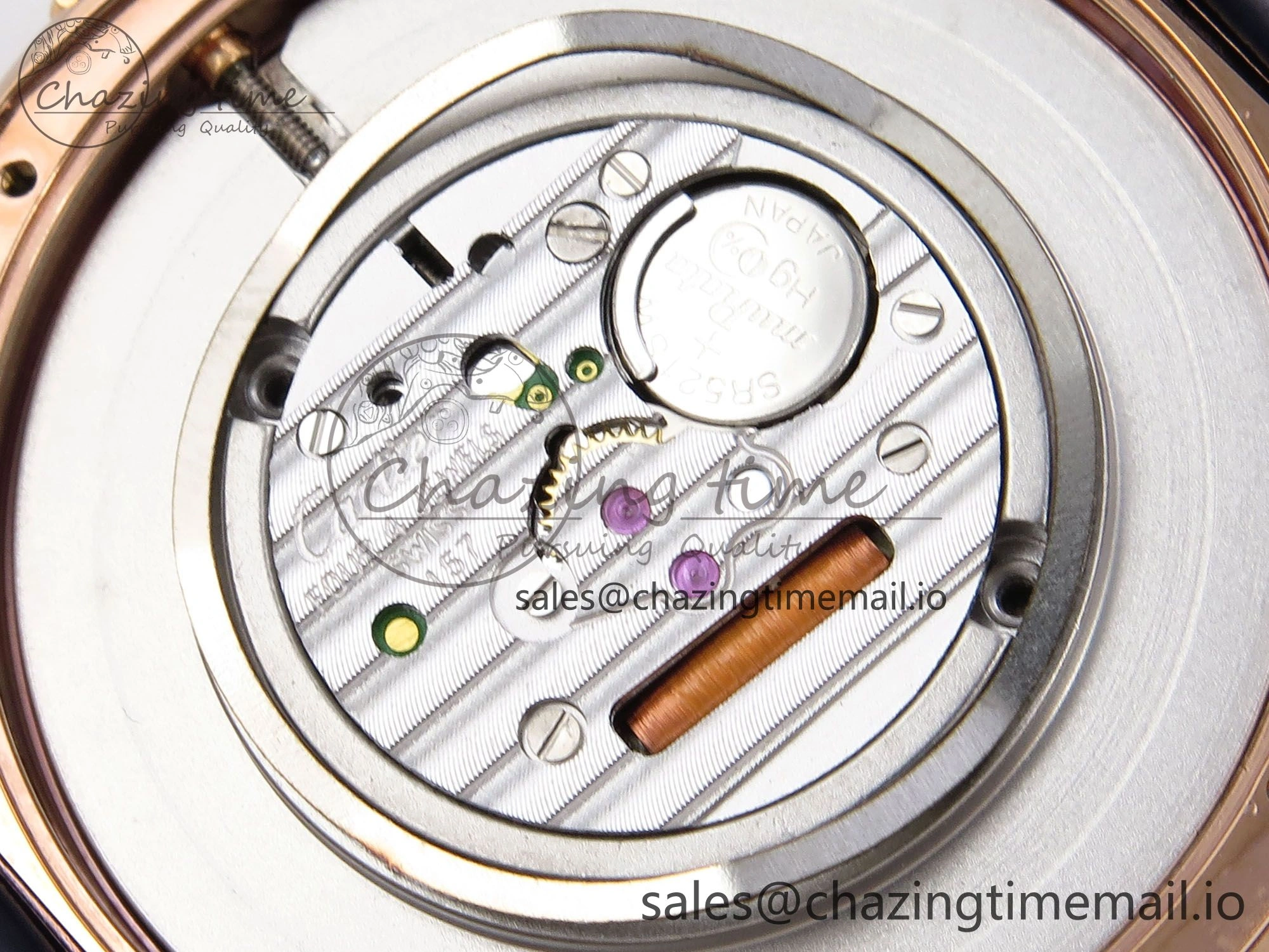 Seasonal Ronde Louis Cartier 36mm RG DRF 1:1 Best Edition Sandblasted Beige Dial Diamonds Bezel on Blue Leather Strap Ronda Quartz 5872