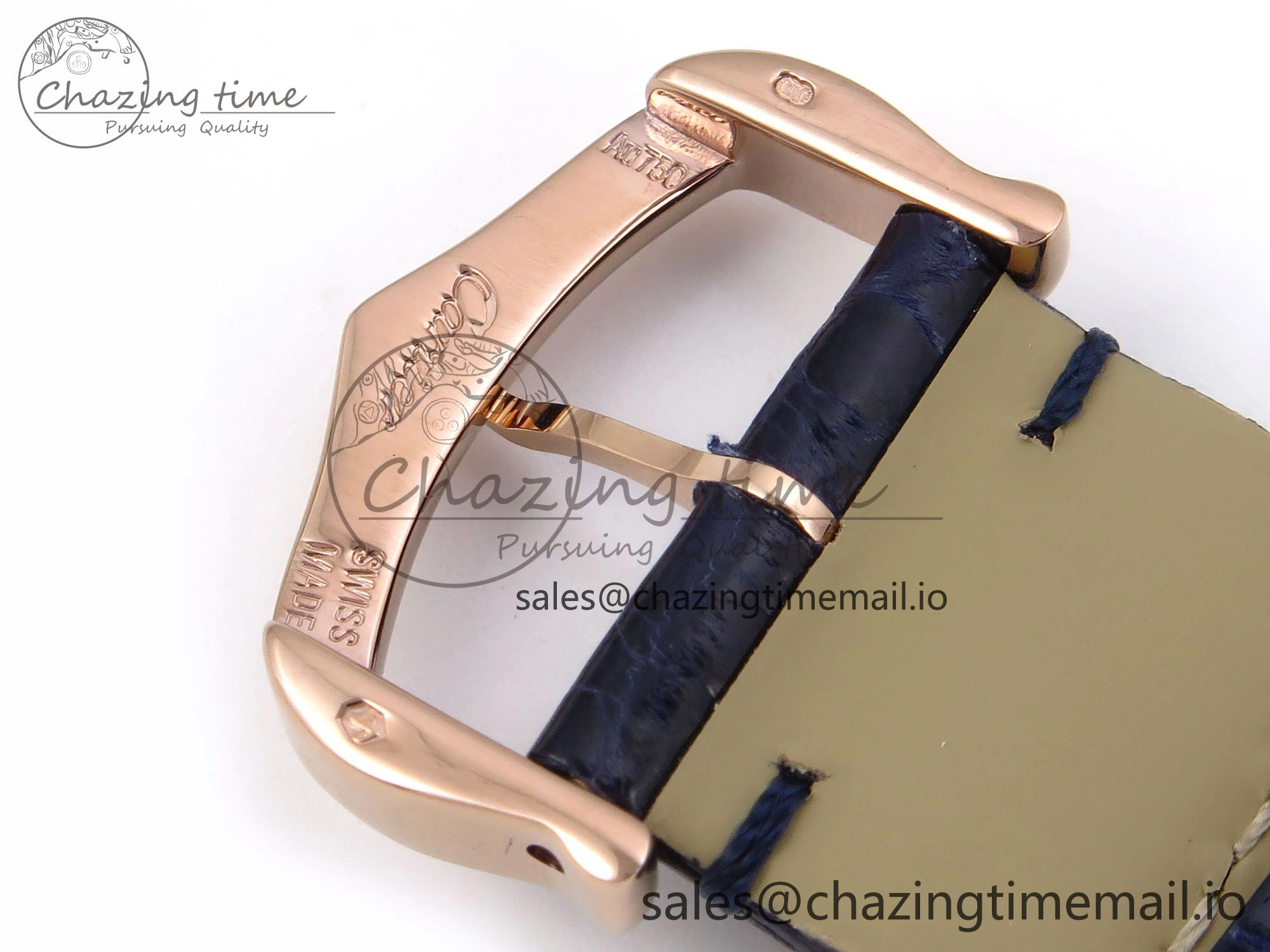Seasonal Ronde Louis Cartier 36mm RG DRF 1:1 Best Edition Sandblasted Beige Dial Diamonds Bezel on Blue Leather Strap Ronda Quartz 5872
