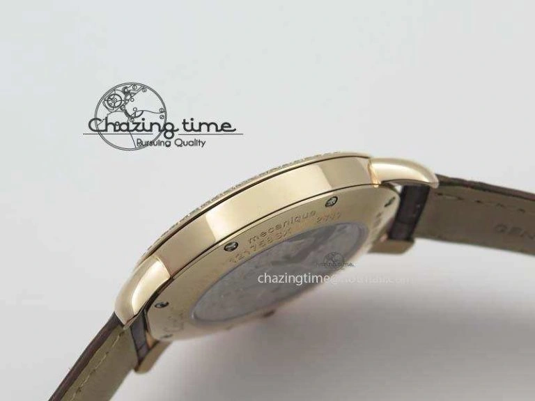 Cozy Ronde Louis Cartier RG UT Best Edition White Dial Diamond Bezel On Brown Leather Strap 6337