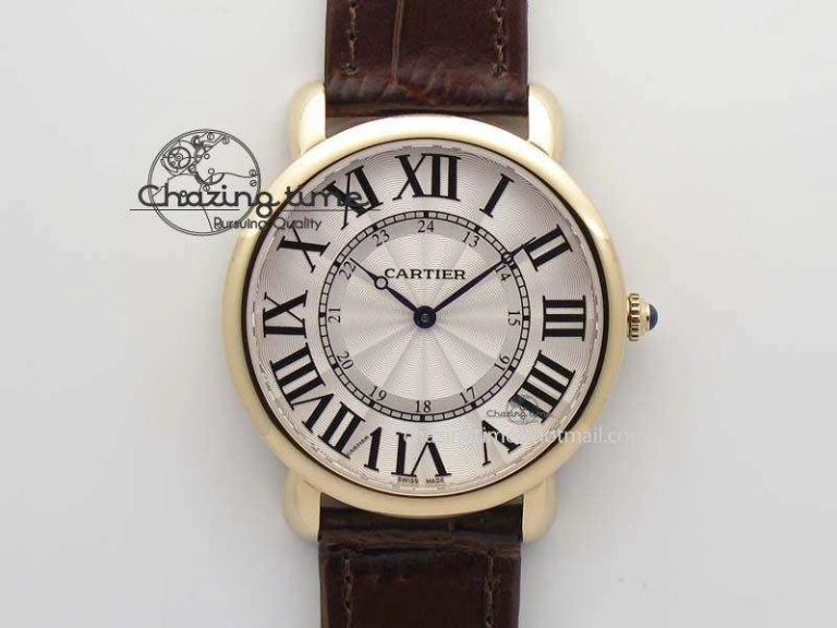 Ronde Louis Cartier RG UT Best Edition White Dial On Brown Leather Strap QuickDry 6340