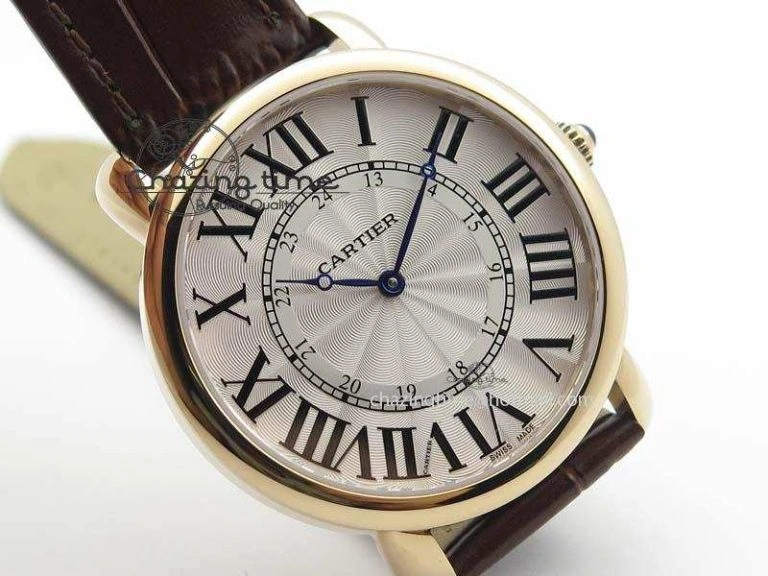 Ronde Louis Cartier RG UT Best Edition White Dial On Brown Leather Strap QuickDry 6340