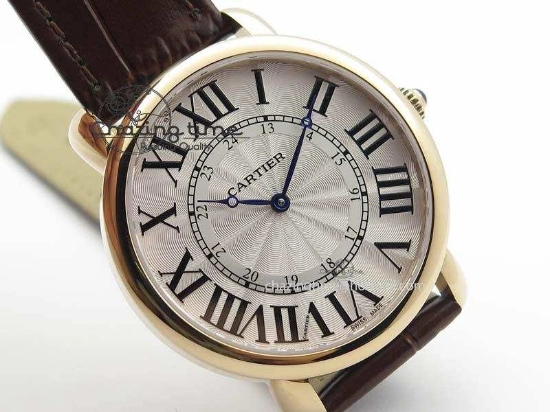 Ronde Louis Cartier RG UT Best Edition White Dial On Brown Leather Strap QuickDry 6340
