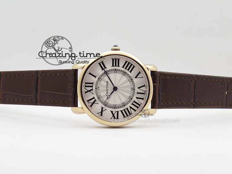 Ronde Louis Cartier RG UT Best Edition White Dial On Brown Leather Strap QuickDry 6340