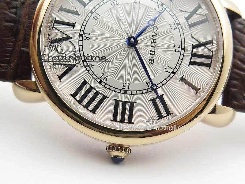 Ronde Louis Cartier RG UT Best Edition White Dial On Brown Leather Strap QuickDry 6340