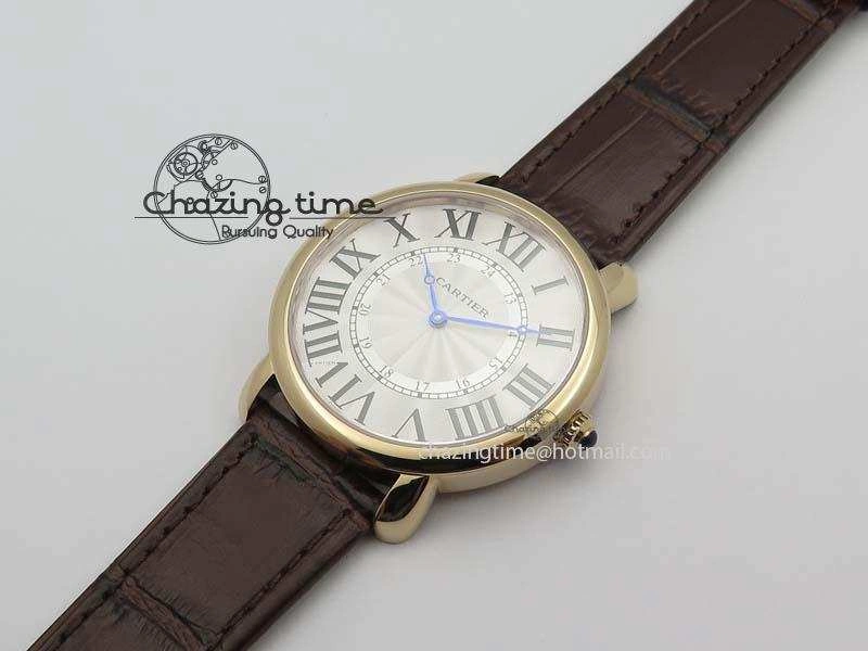 Ronde Louis Cartier RG UT Best Edition White Dial On Brown Leather Strap QuickDry 6340