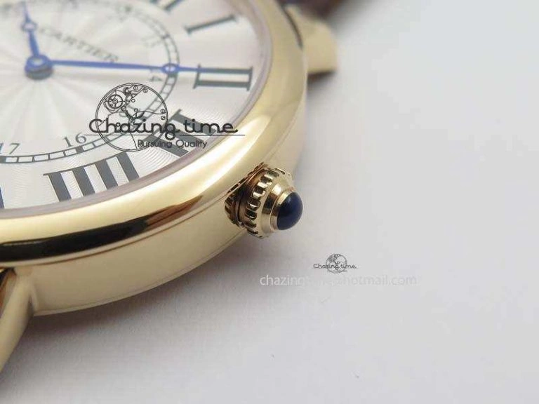 Ronde Louis Cartier RG UT Best Edition White Dial On Brown Leather Strap QuickDry 6340
