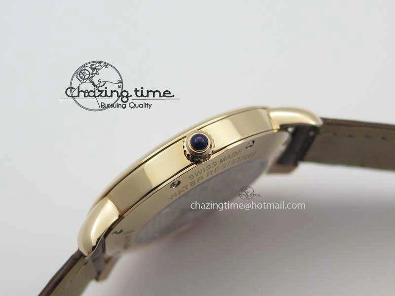 Ronde Louis Cartier RG UT Best Edition White Dial On Brown Leather Strap QuickDry 6340