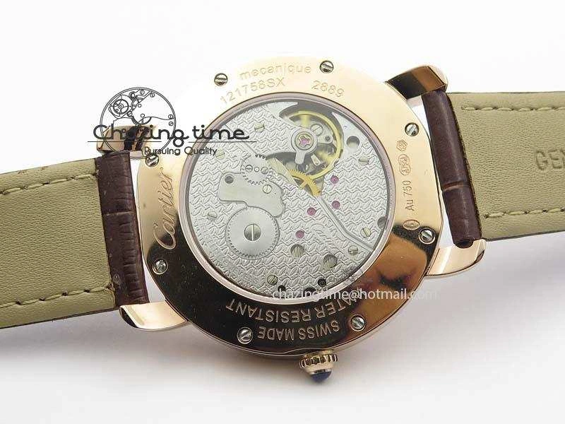 Ronde Louis Cartier RG UT Best Edition White Dial On Brown Leather Strap QuickDry 6340