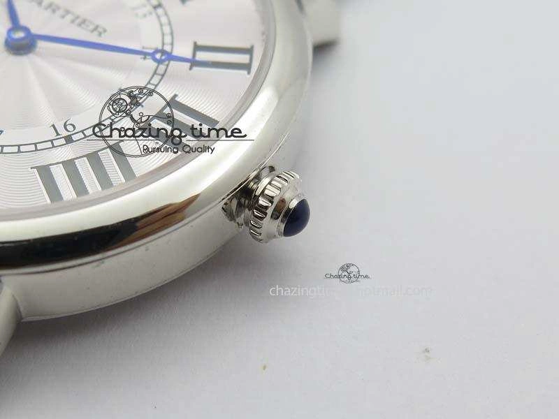 Ronde Louis Cartier SS UT Best Edition White Dial On Black Leather Strap Efficient 6338