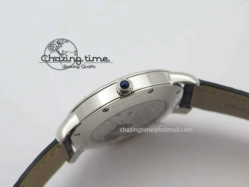 Ronde Louis Cartier SS UT Best Edition White Dial On Black Leather Strap Efficient 6338