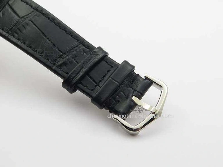 Ronde Louis Cartier SS UT Best Edition White Dial On Black Leather Strap Efficient 6338