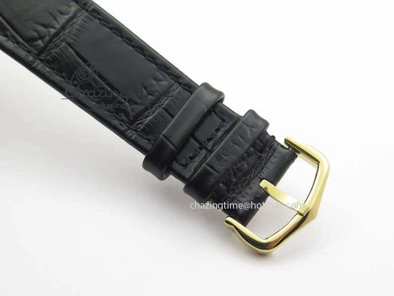 Ronde Louis Cartier YG UT Best Edition White Dial Diamond Bezel On Black Leather Strap Effortless 6333