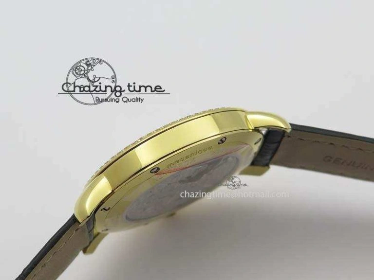 Ronde Louis Cartier YG UT Best Edition White Dial Diamond Bezel On Black Leather Strap Effortless 6333