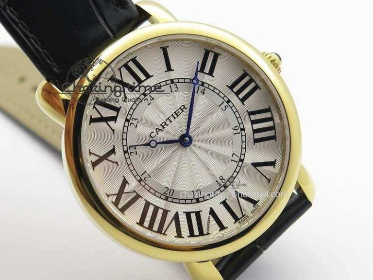 ZeroBulk Ronde Louis Cartier YG UT Best Edition White Dial On Black Leather Strap 6339