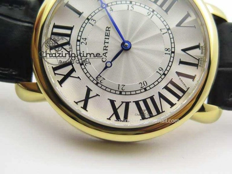 ZeroBulk Ronde Louis Cartier YG UT Best Edition White Dial On Black Leather Strap 6339
