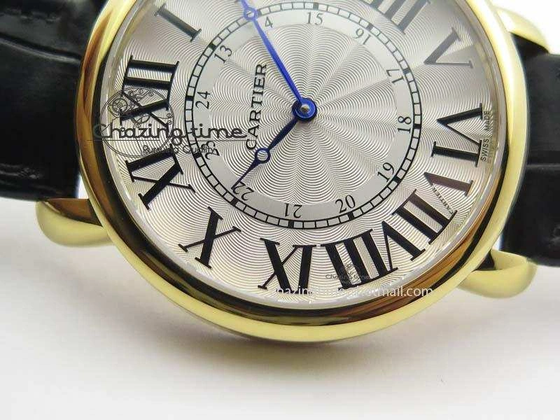 ZeroBulk Ronde Louis Cartier YG UT Best Edition White Dial On Black Leather Strap 6339