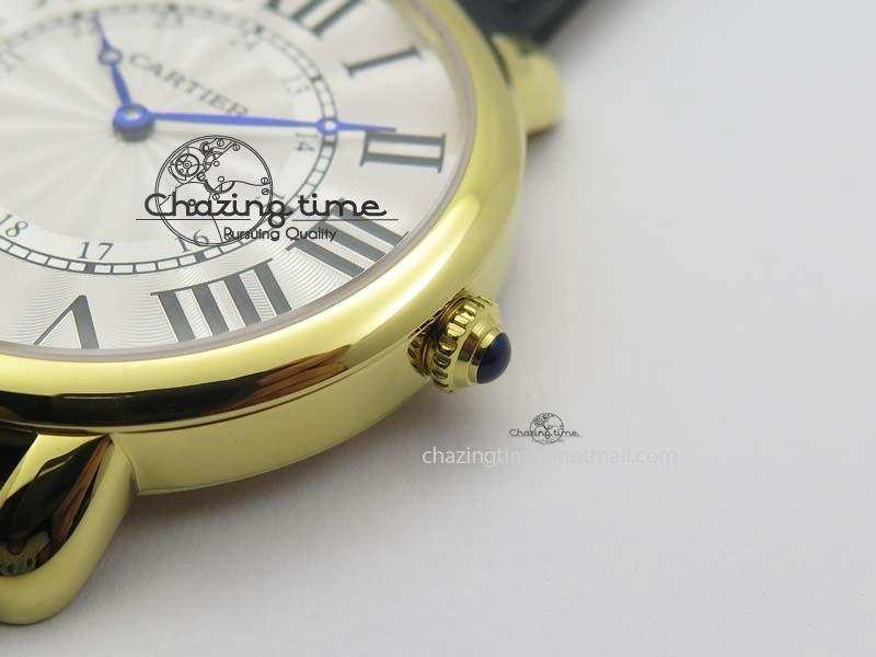 ZeroBulk Ronde Louis Cartier YG UT Best Edition White Dial On Black Leather Strap 6339