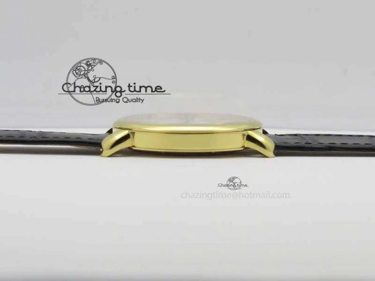 ZeroBulk Ronde Louis Cartier YG UT Best Edition White Dial On Black Leather Strap 6339