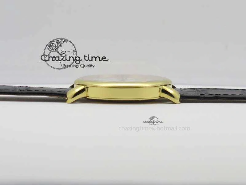 ZeroBulk Ronde Louis Cartier YG UT Best Edition White Dial On Black Leather Strap 6339